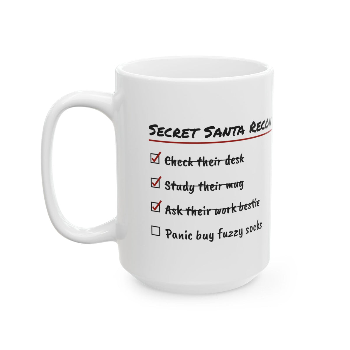 Funny Office Christmas Coffee Mug Secret Santa Recon Checklist
