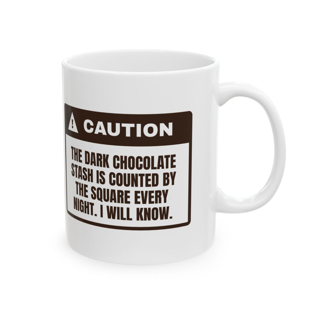 Funny Chocolate Coffee Mug Squares Counted Nightly Warning Label