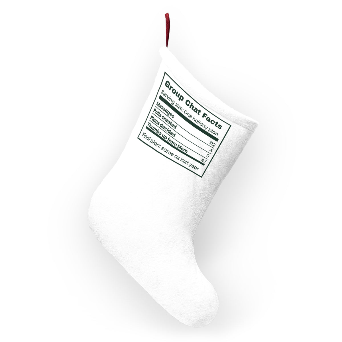 Funny Christmas Family Christmas Stocking Group Chat Facts Nutrition Label