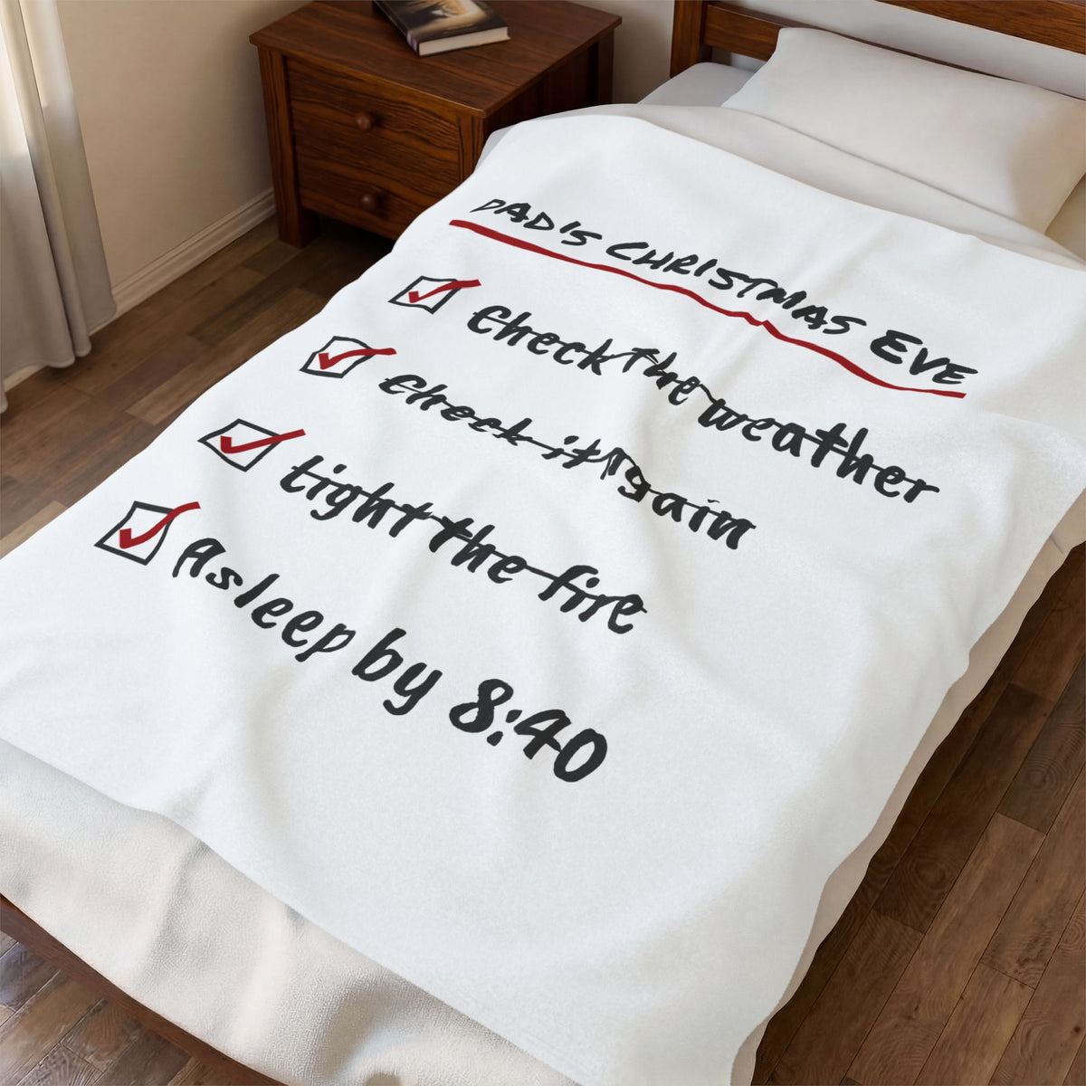 Funny Christmas Dad Throw Blanket Christmas Eve Checklist Asleep By 8:40