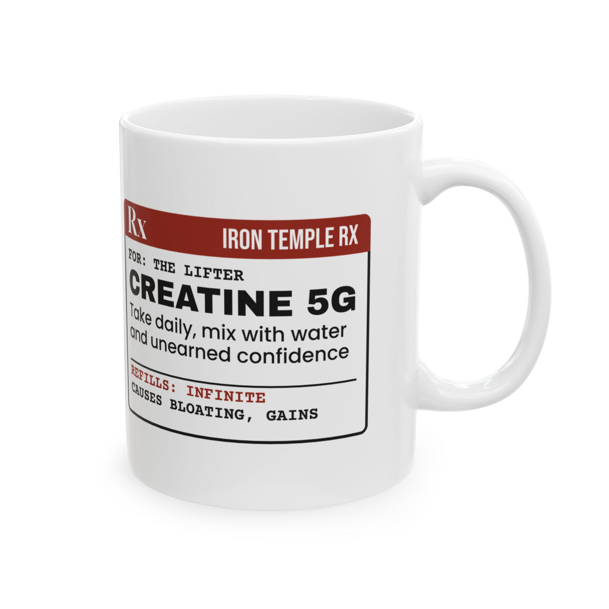 Gym Coffee Mug Prescription Creatine 5g Daily