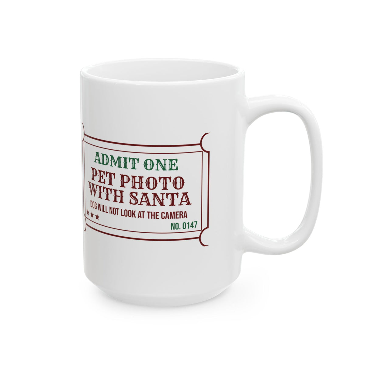 Funny Christmas Dog Coffee Mug Photo With Santa Dog Looked Away