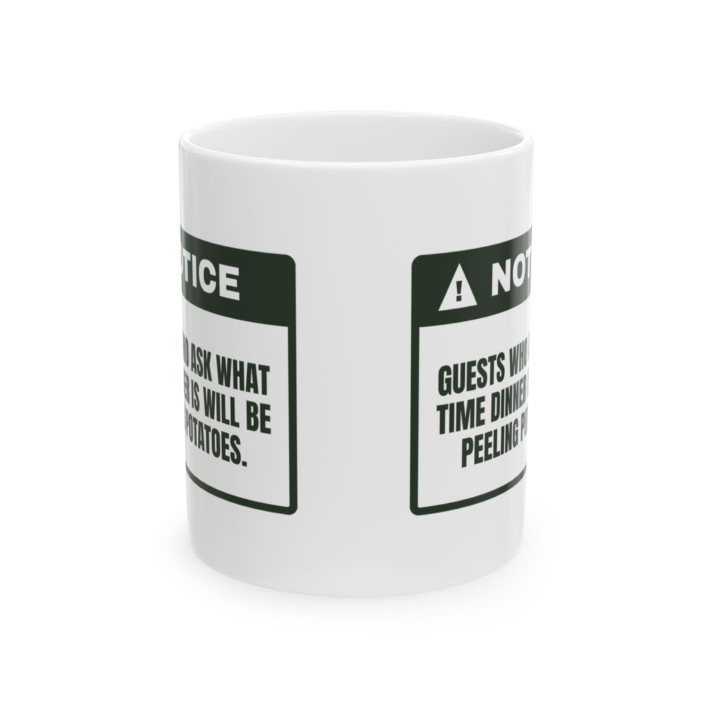 Funny Christmas Host Coffee Mug Ask When Dinner Is Peel Potatoes