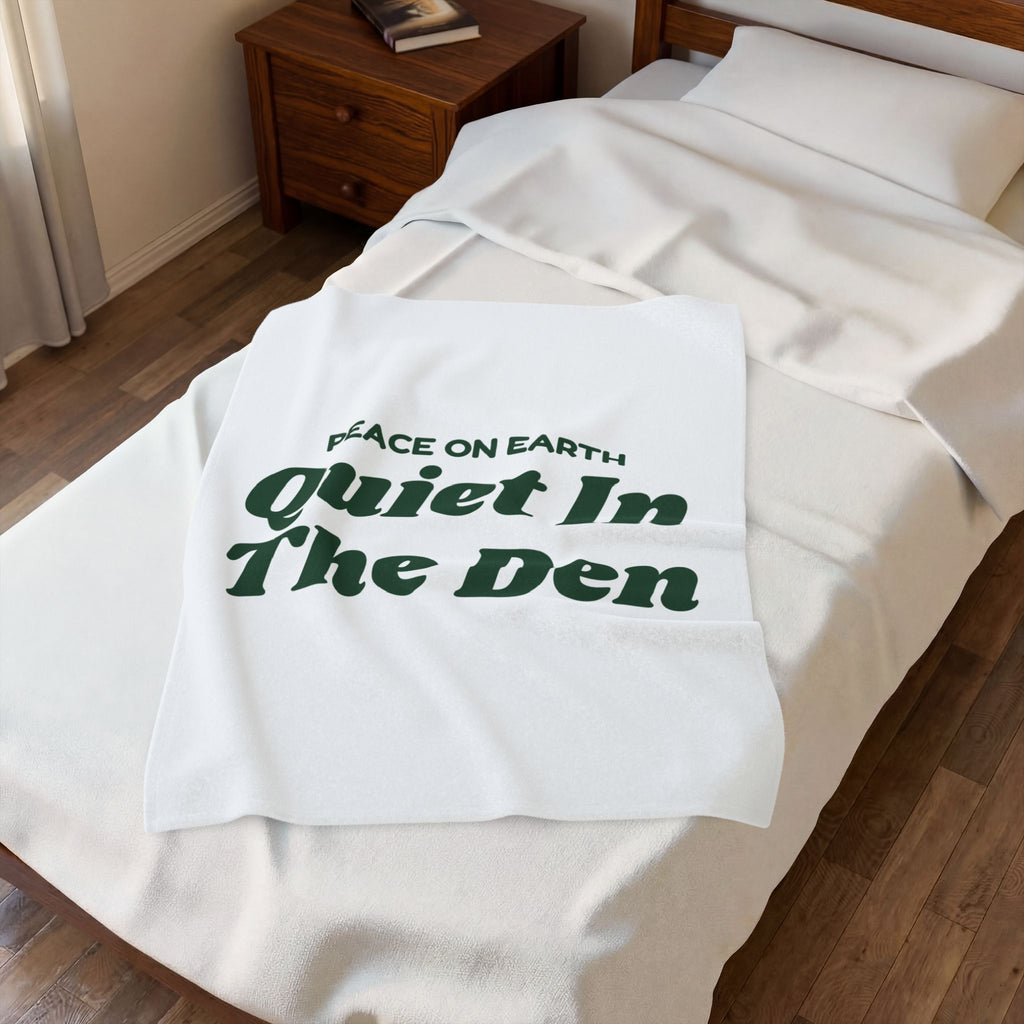 Funny Christmas Throw Blanket Peace On Earth Quiet In The Den Introvert