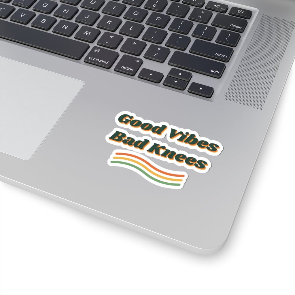 Funny Retro Sticker Good Vibes Bad Knees