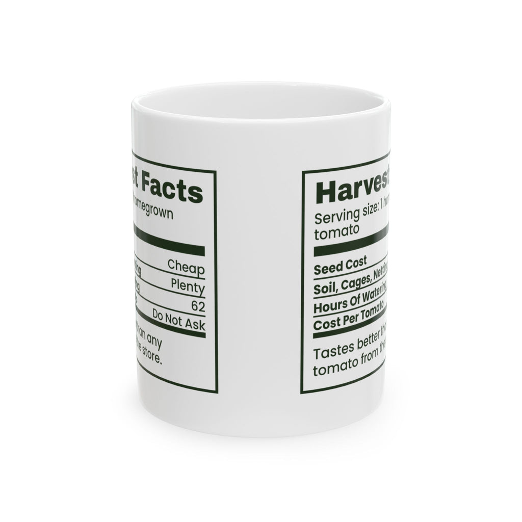 Funny Gardening Coffee Mug Harvest Facts Nutrition Label For Gardeners