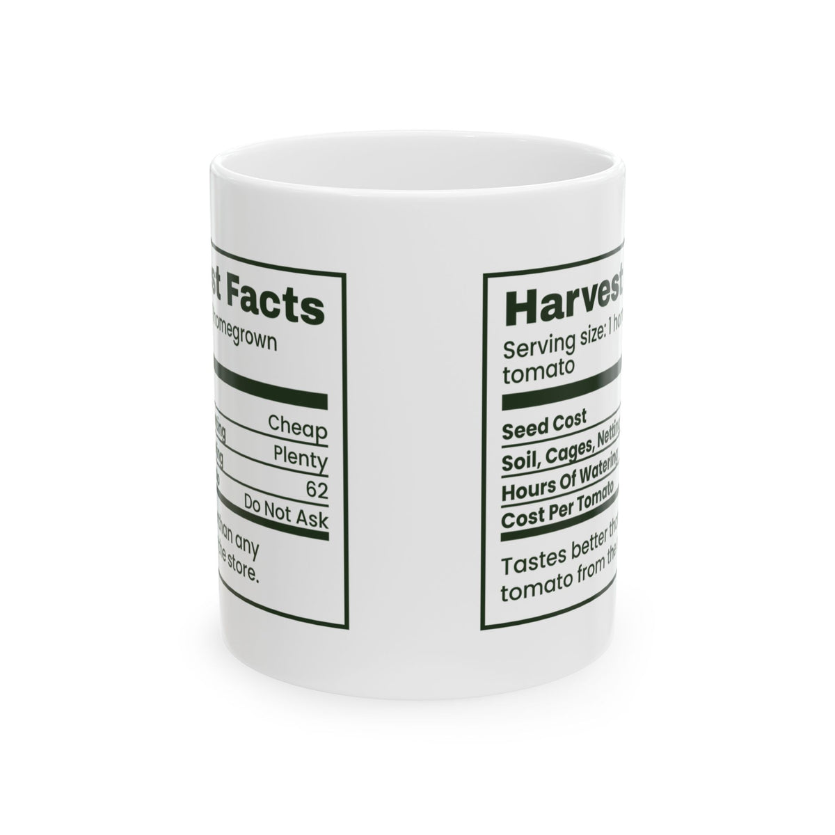 Funny Gardening Coffee Mug Harvest Facts Nutrition Label For Gardeners