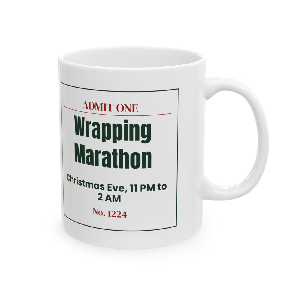 Funny Christmas Coffee Mug Wrapping Marathon Ticket For Mom And Dad