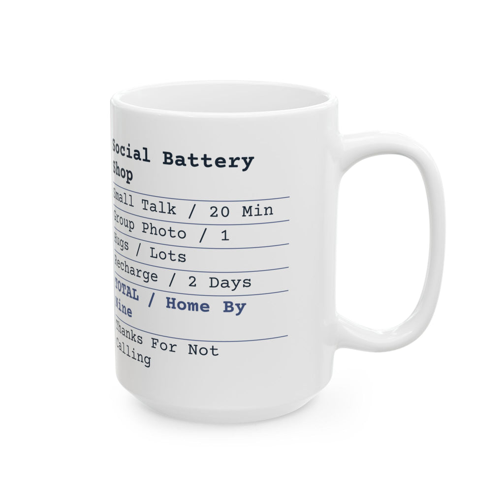 Funny Introvert Coffee Mug Social Battery Shop Receipt For Introverts