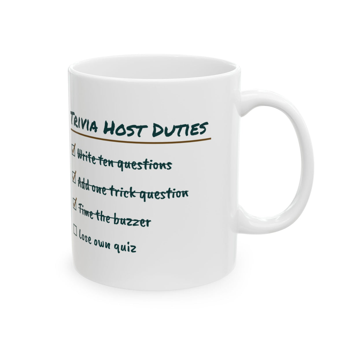 Trivia Host Coffee Mug Duties Checklist For