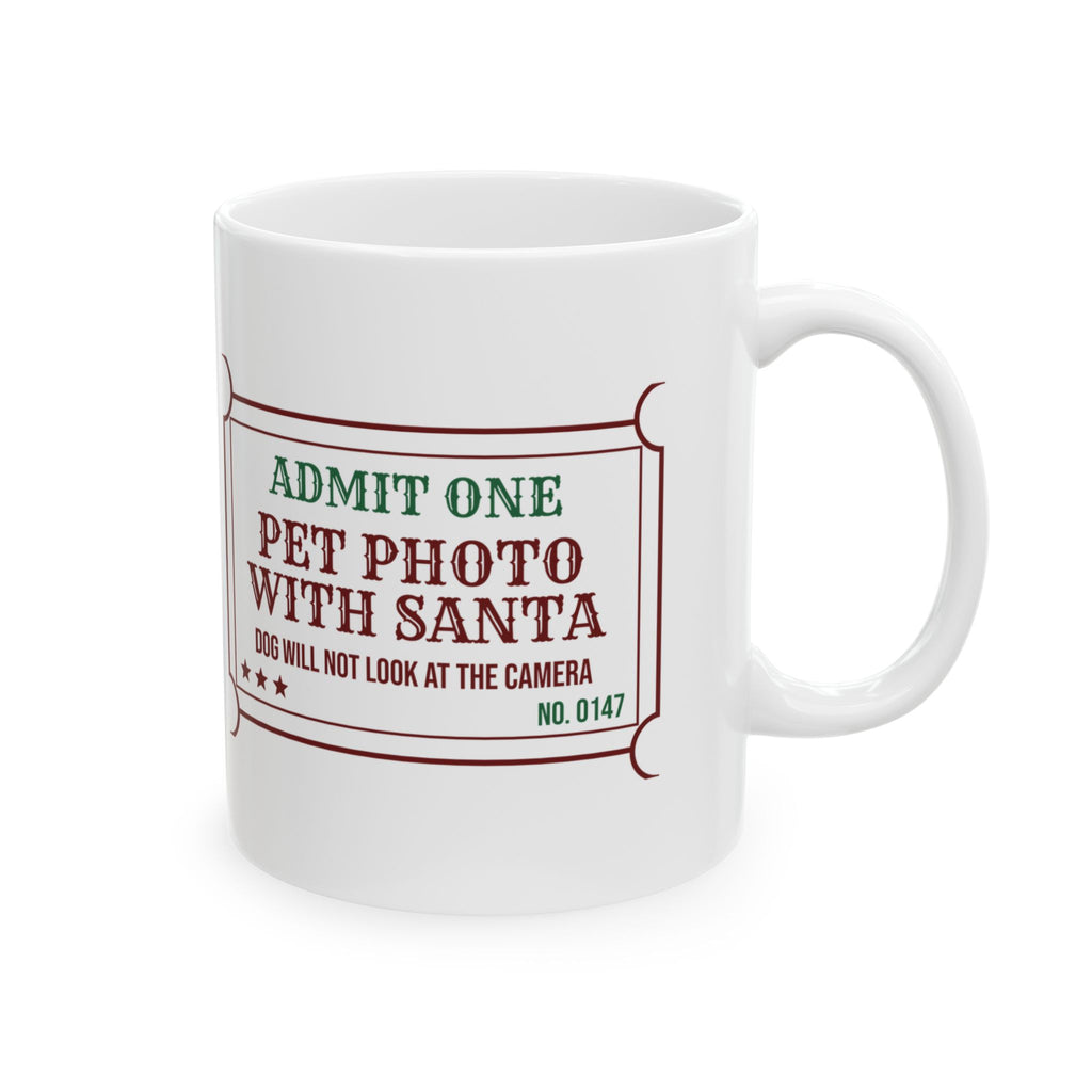 Funny Christmas Dog Coffee Mug Photo With Santa Dog Looked Away