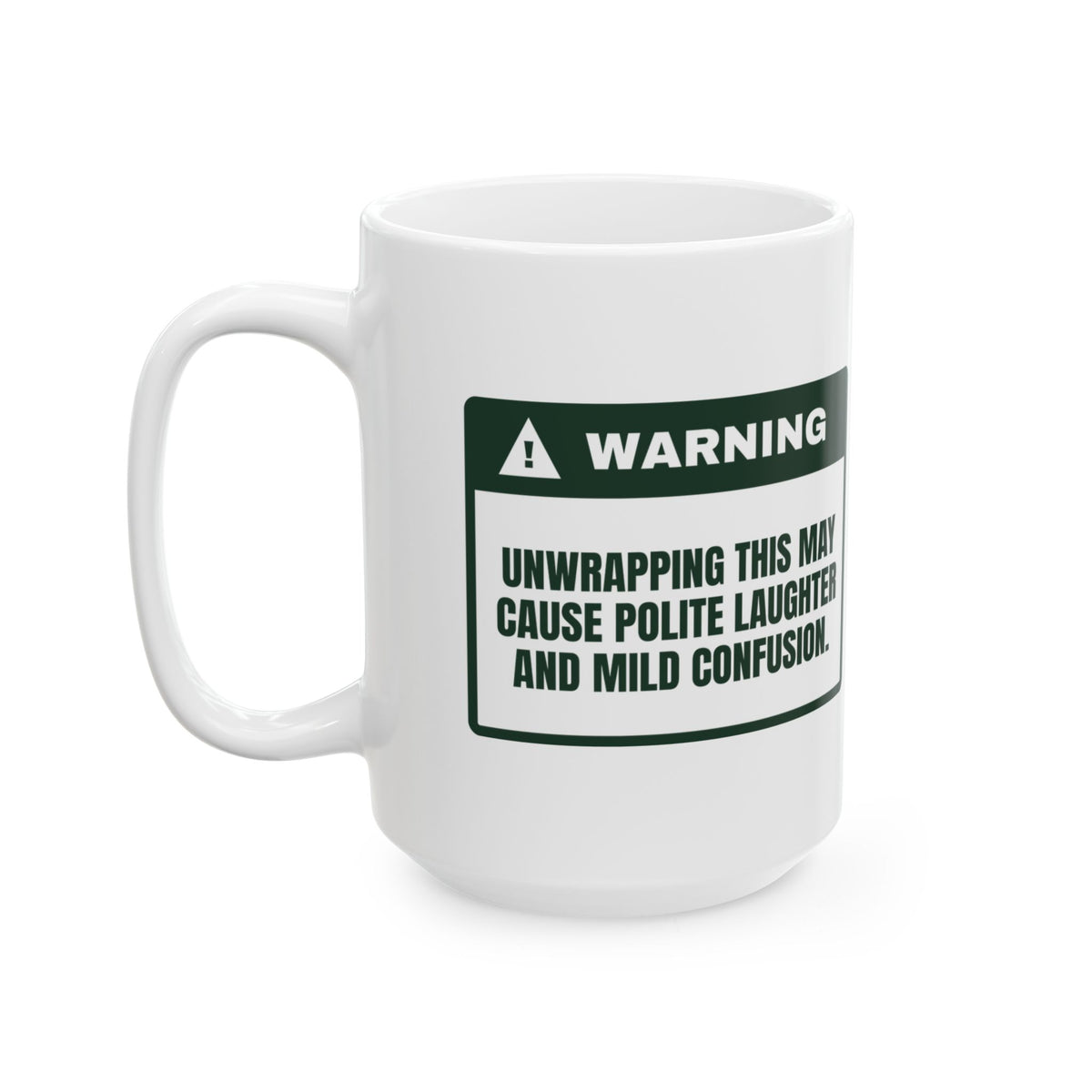 Funny White Elephant Coffee Mug May Cause Polite Laughter Warning
