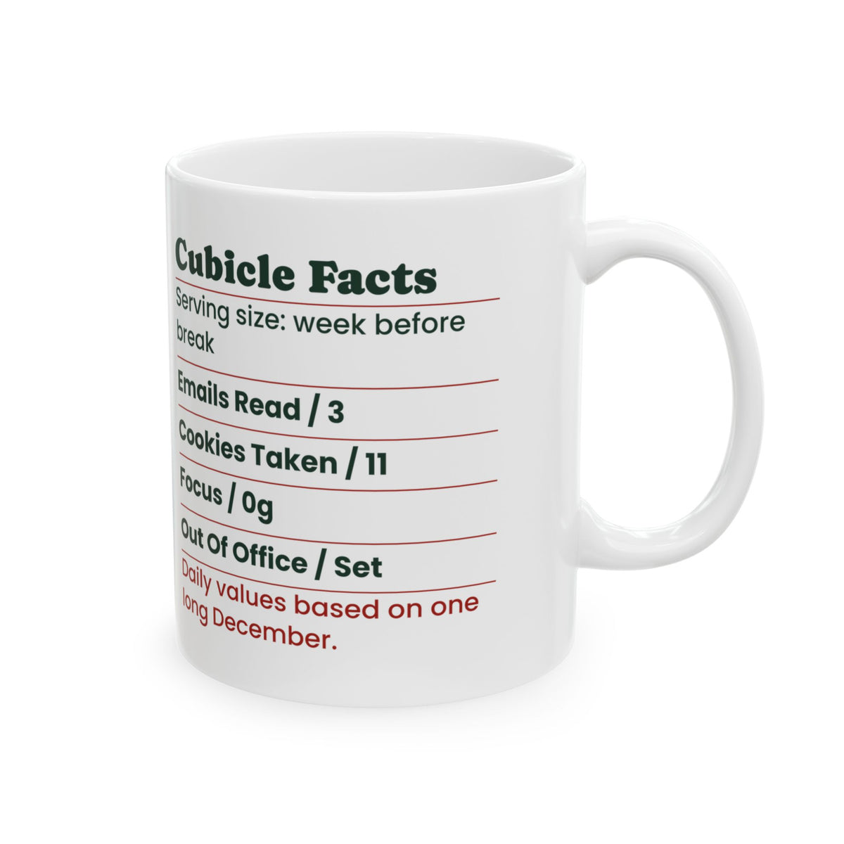Funny Christmas Coffee Mug Cubicle Facts Label For Coworkers
