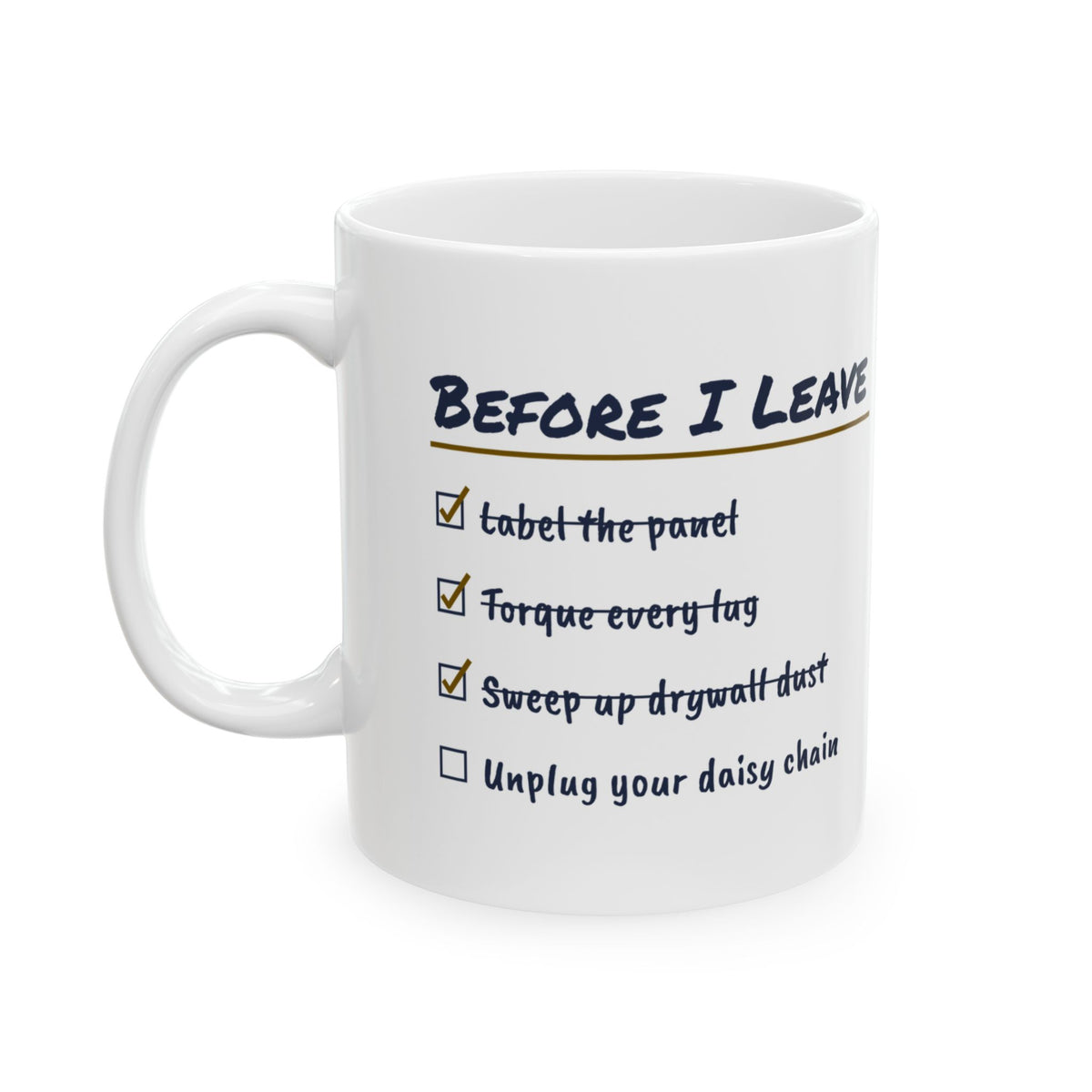 Funny Electrician Coffee Mug Before I Leave Checklist For Electricians