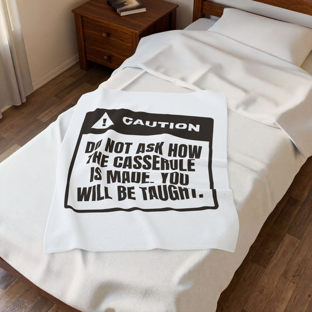 Funny In Law Christmas Throw Blanket Caution Casserole Warning Label