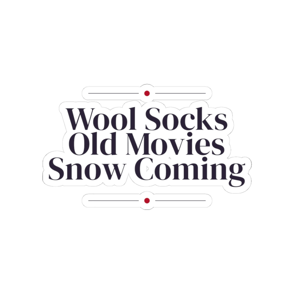 Christmas Cozy Sticker Wool Socks Old Movies Snow Coming