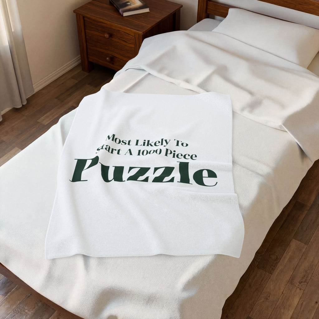Funny Christmas Throw Blanket Most Likely To Start A 1000 Piece Puzzle