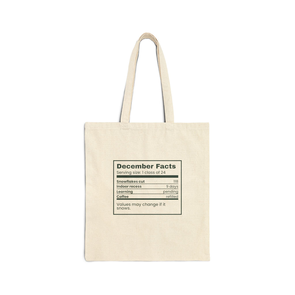 Funny Christmas Tote Bag December Facts Indoor Recess 9 Days