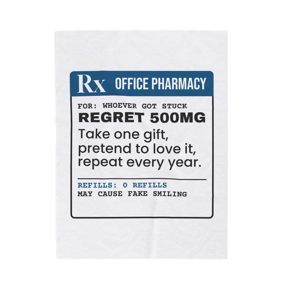 Funny White Elephant Throw Blanket Regret 500mg Prescription Gag Gift