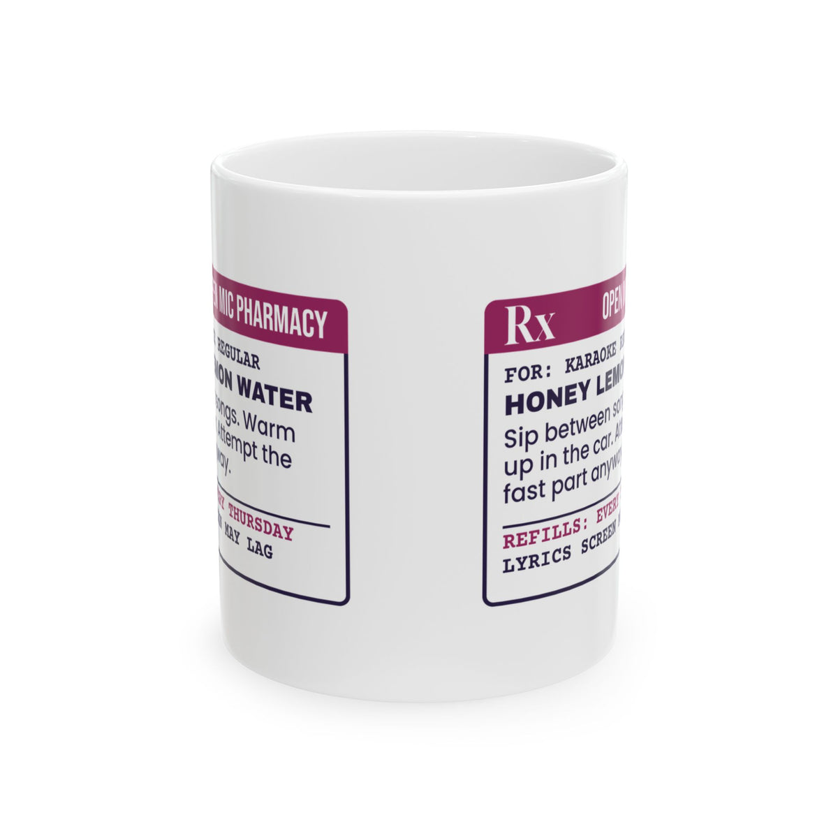 Funny Karaoke Coffee Mug Honey Lemon Water Prescription For Singers