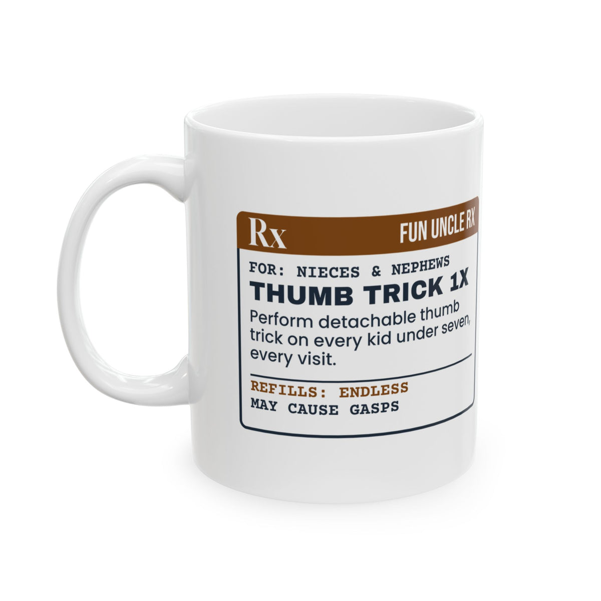 Funny Uncle Mug Detachable Thumb Trick Prescription For Uncles