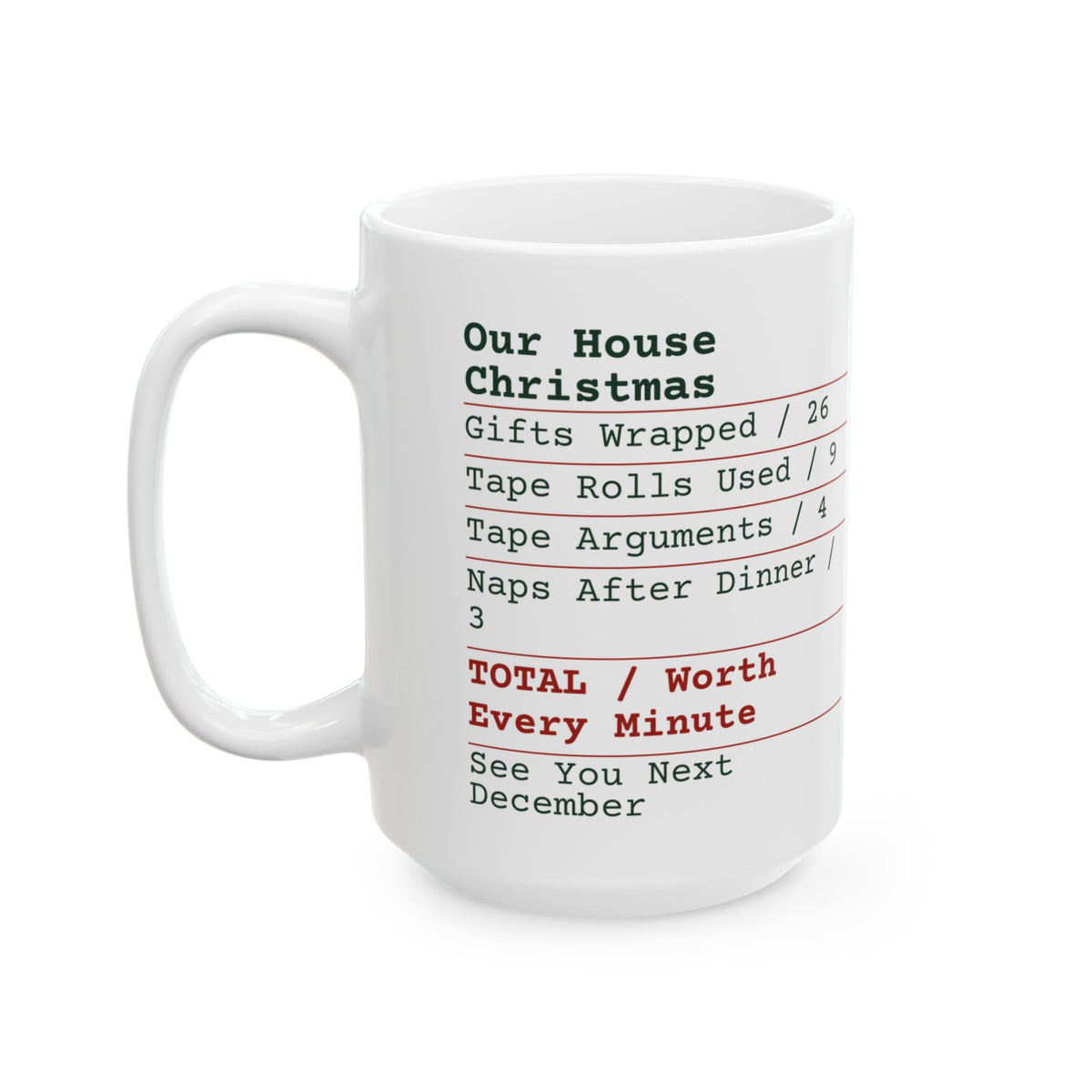 Funny Family Christmas Coffee Mug Our House Christmas Receipt