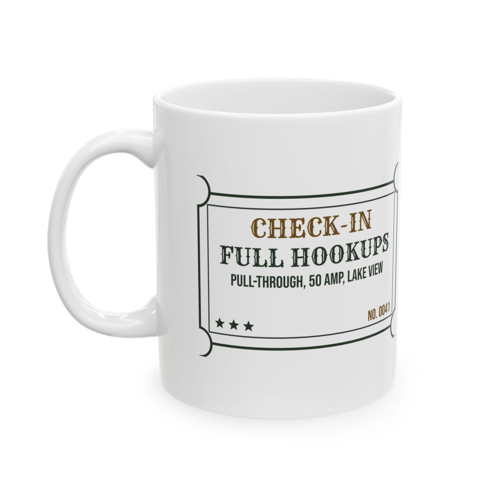 RV Coffee Mug Pull-Through Site Fifty Amp Lake View