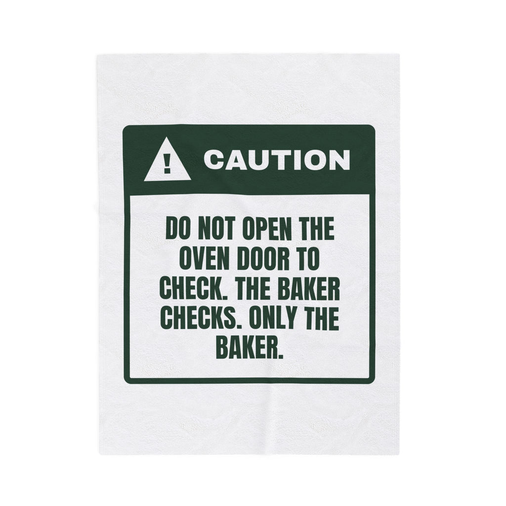 Funny Christmas Baking Throw Blanket Don't Open The Oven Caution Label