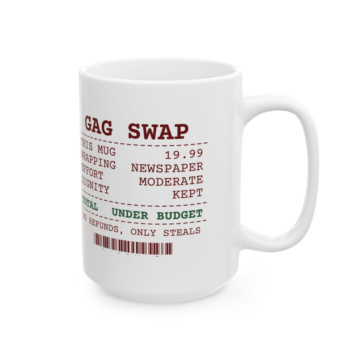 Funny White Elephant Coffee Mug Gag Swap Receipt For Office Exchange