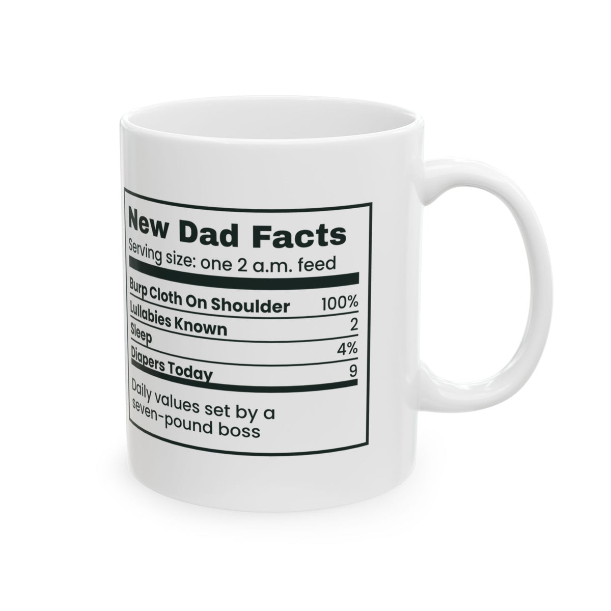 Funny New Dad Mug New Dad Facts Burp Cloth Nutrition Label For New Dads