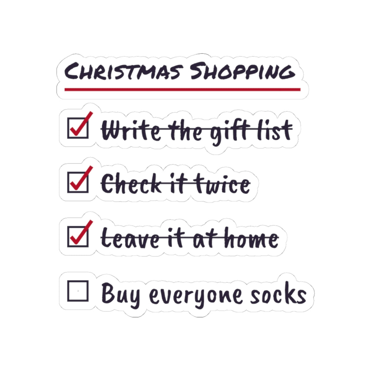 Funny Christmas Sticker Shopping Checklist Buy Everyone Socks