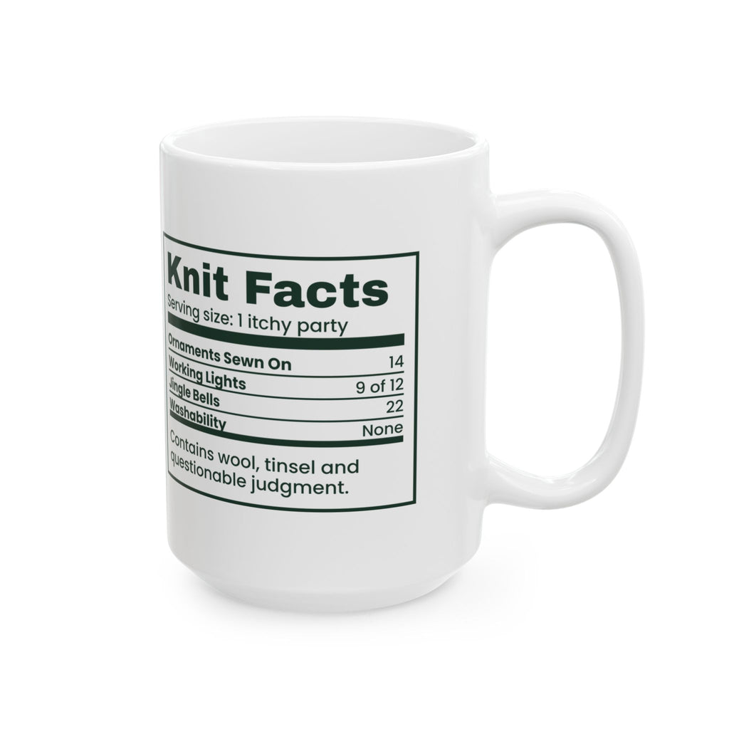 Funny Christmas Coffee Mug Knit Facts Ugly Sweater Nutrition Label