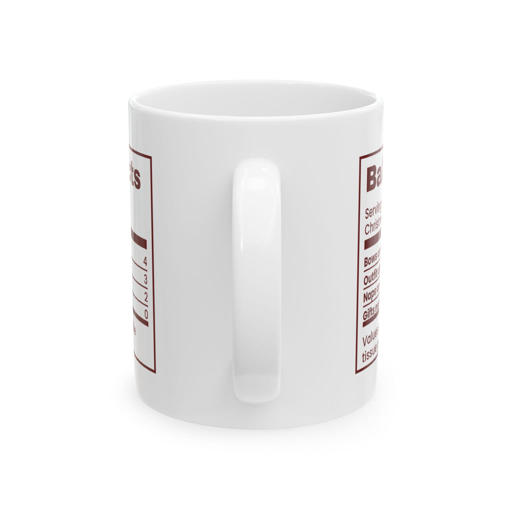 Funny Baby First Christmas Coffee Mug Baby Facts Nutrition Label