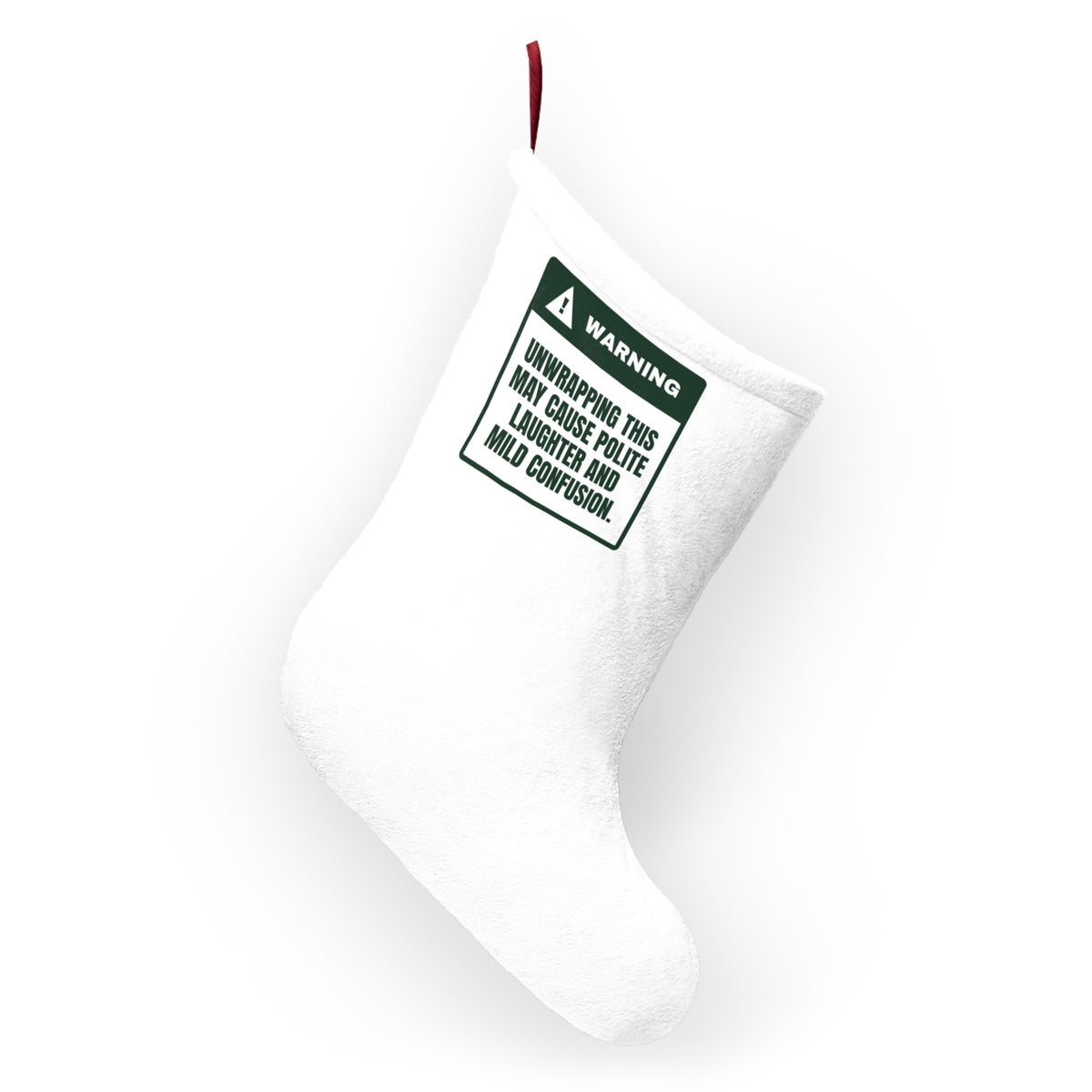 Funny White Elephant Christmas Stocking May Cause Polite Laughter Warning
