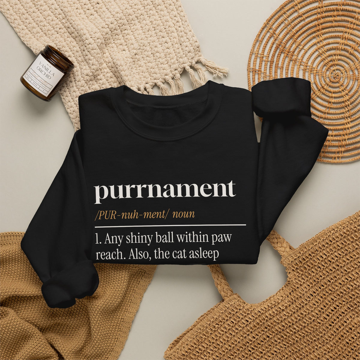 Funny Christmas Cat Sweatshirt Purrnament Dictionary Definition