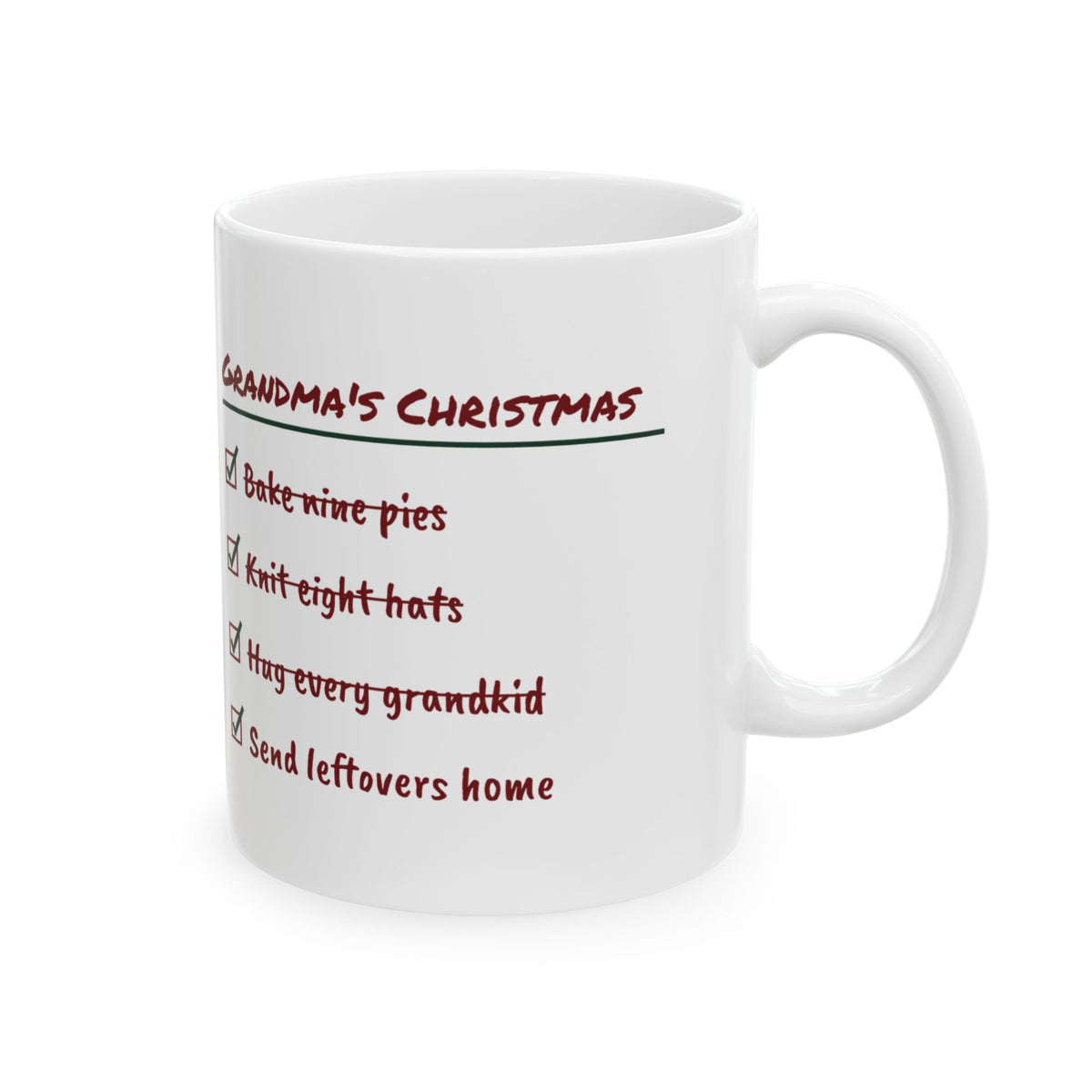 Funny Christmas Grandma Coffee Mug Grandma's Christmas Checklist