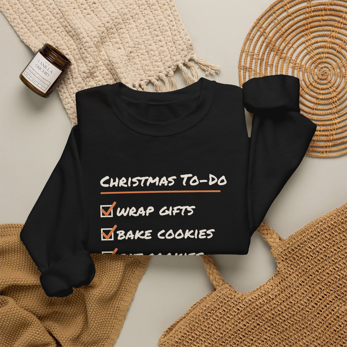 Funny Christmas Sweatshirt Christmas To Do List Eat Cookies