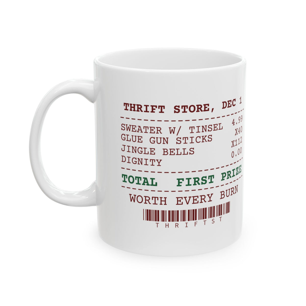 Funny Ugly Sweater Coffee Mug Forty Glue Sticks One First Prize Receipt