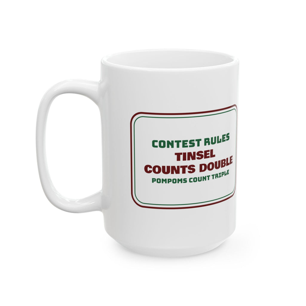 Funny Ugly Sweater Coffee Mug Tinsel Counts Double Contest Rules