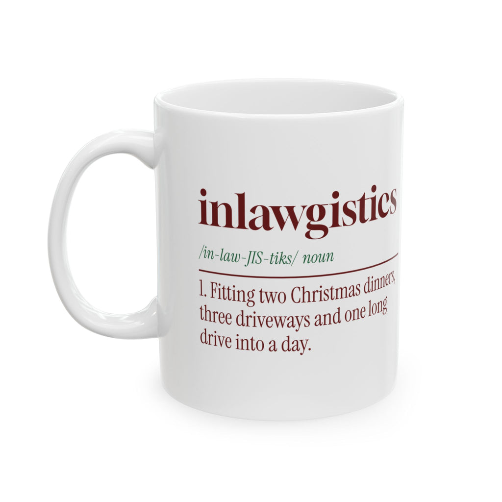 Funny Christmas In-Laws Coffee Mug Inlawgistics Dictionary Definition
