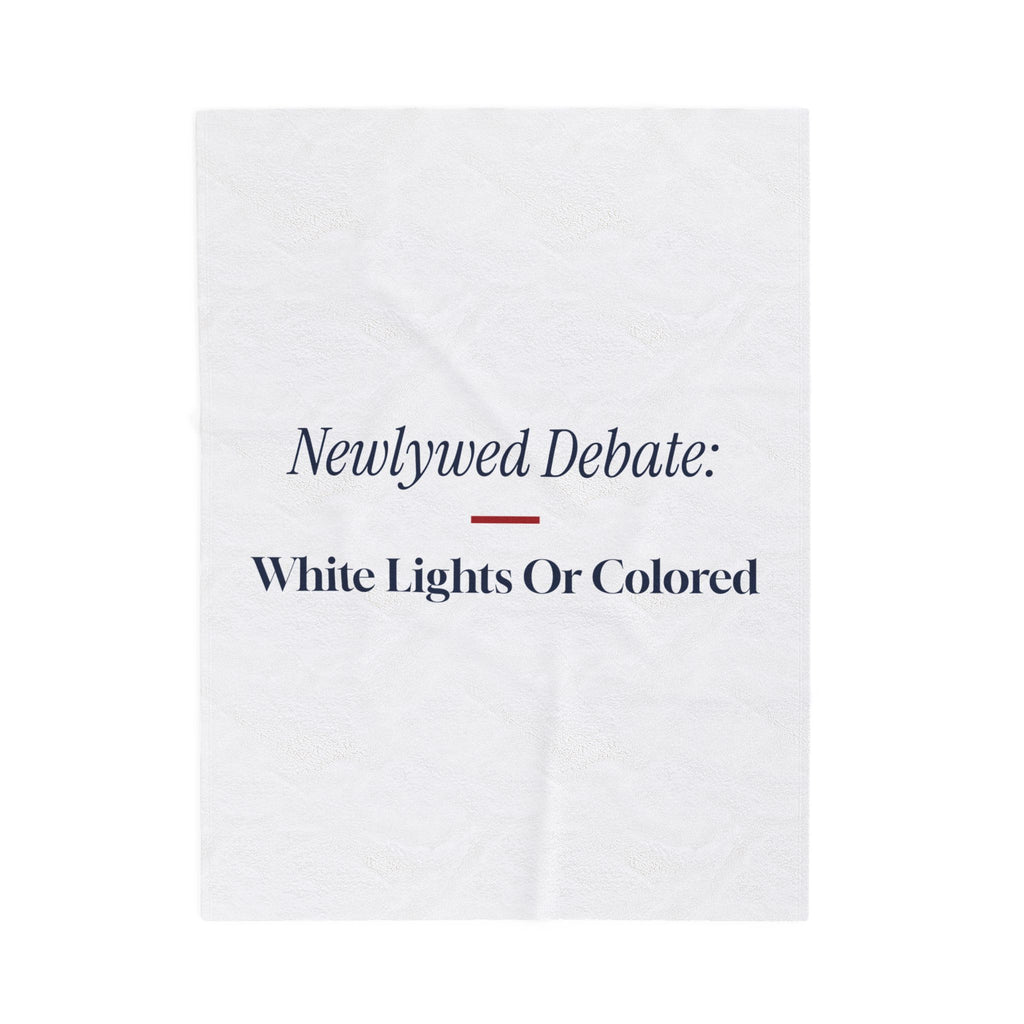 Funny Christmas Throw Blanket Newlywed Debate White Lights Or Colored