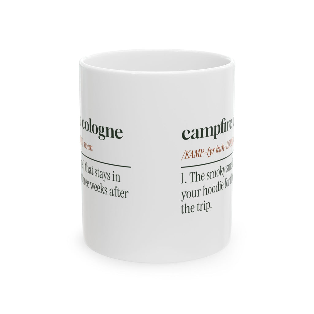 Funny Camping Coffee Mug Campfire Cologne Dictionary Definition