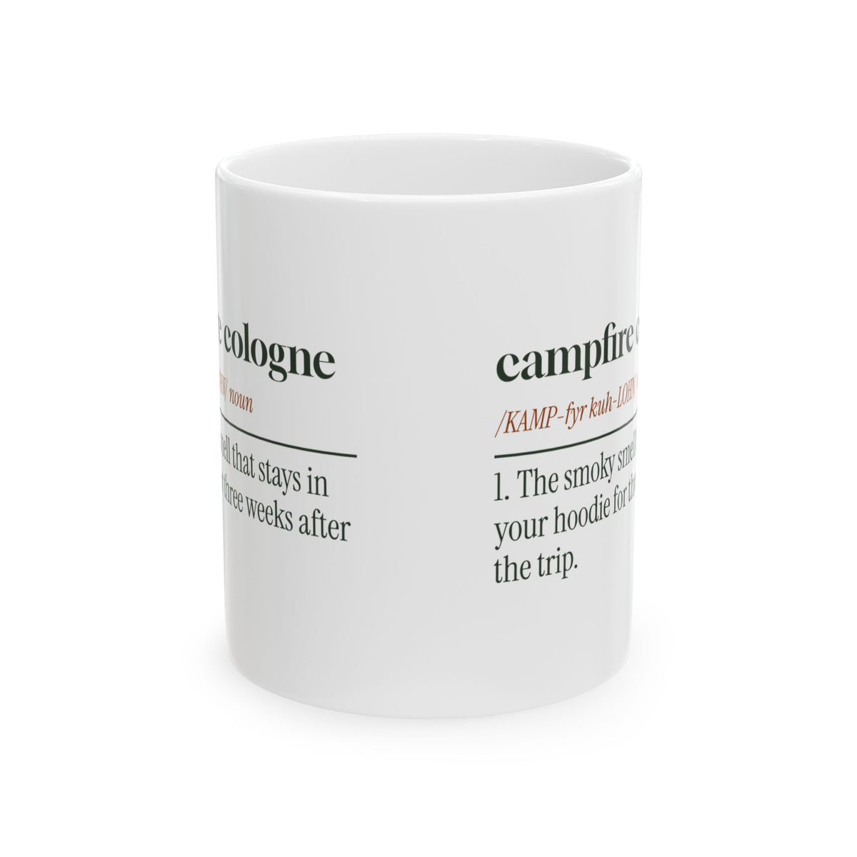 Funny Camping Coffee Mug Campfire Cologne Dictionary Definition