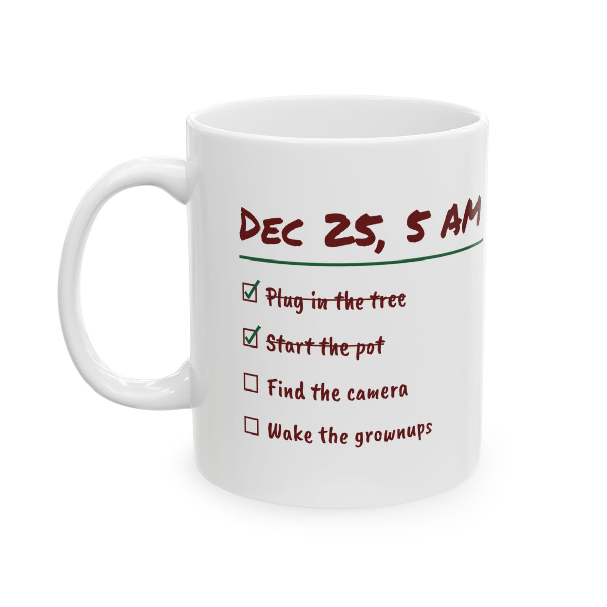 Funny Christmas Coffee Mug Plug In The Tree Start The Pot Checklist