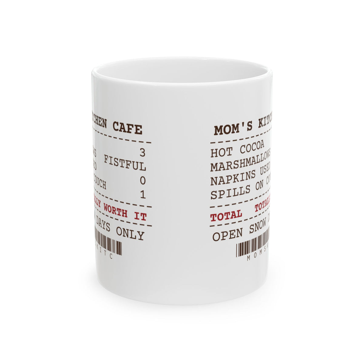 Funny Christmas Coffee Mug Mom's Kitchen Cafe Cocoa Receipt For Moms
