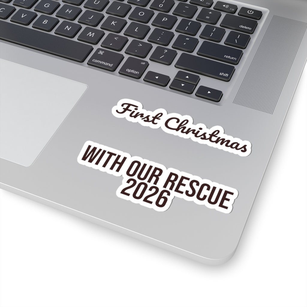First Christmas With Our Rescue Dog 2026 Sticker For Dog Lovers