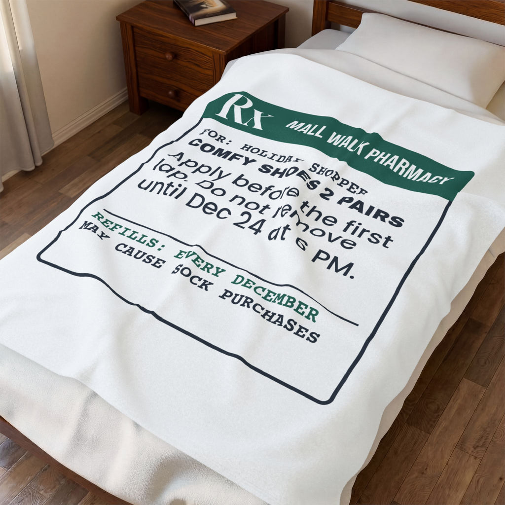Funny Christmas Shopping Throw Blanket Comfy Shoes Prescription Label