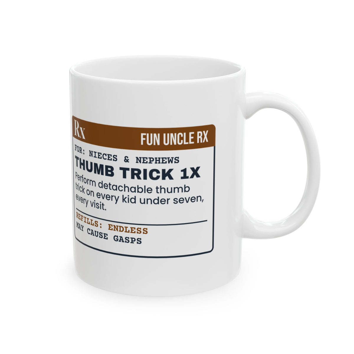 Funny Uncle Mug Detachable Thumb Trick Prescription For Uncles