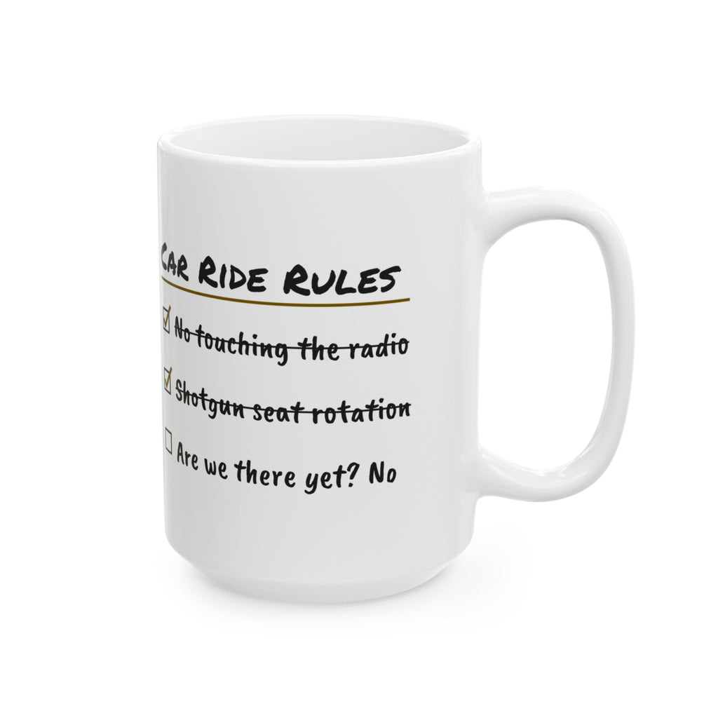 Funny Dad Coffee Mug Car Ride Rules For Dad Kids