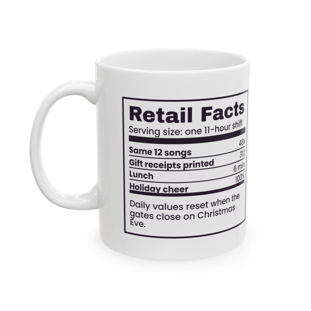 Funny Christmas Retail Coffee Mug Retail Facts Nutrition Label